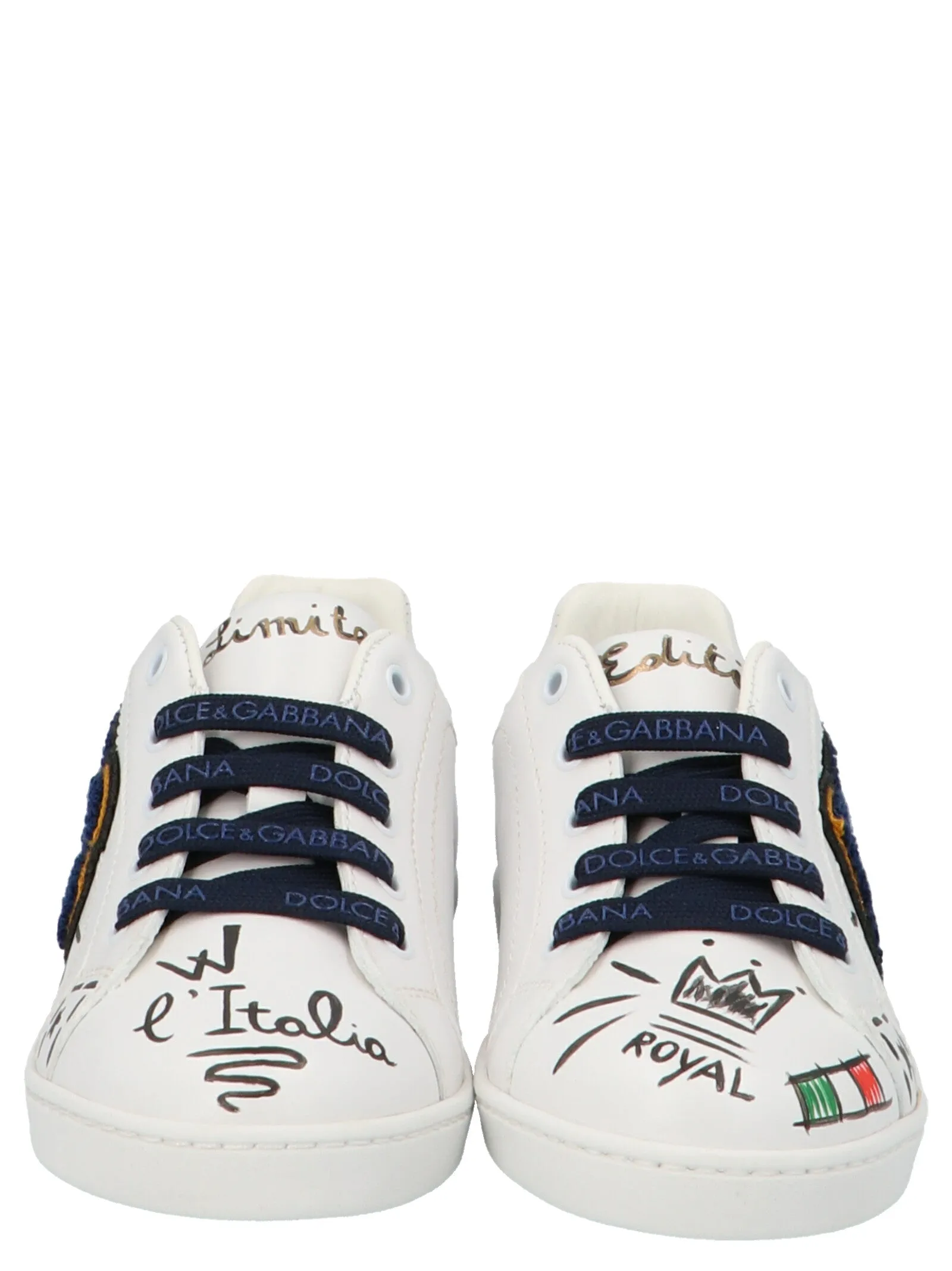 Dolce & Gabbana Kids Portofino Graffiti Print Lace-Up Sneakers