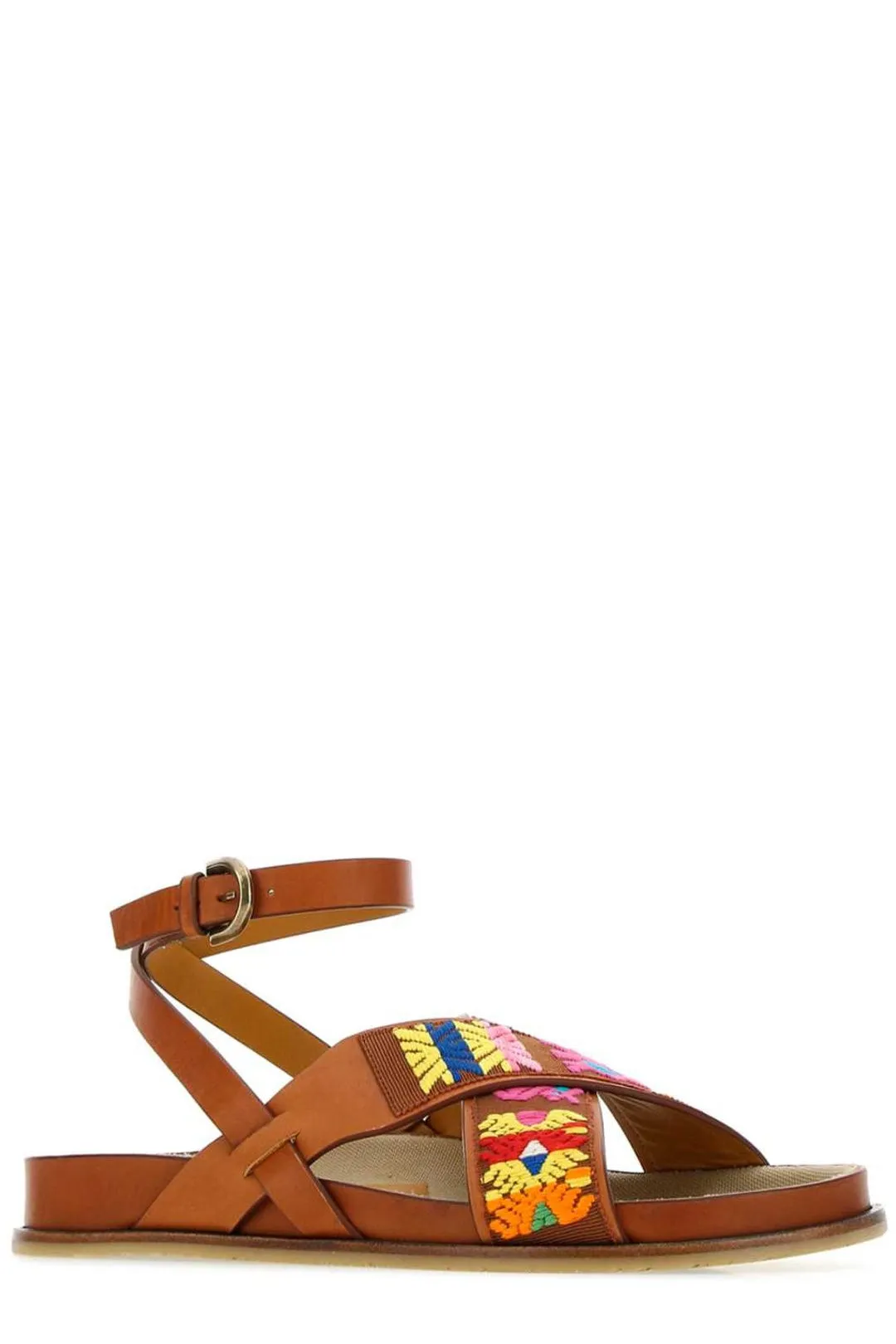 Etro Geometric Embroidered Ankle Strapped Sandals