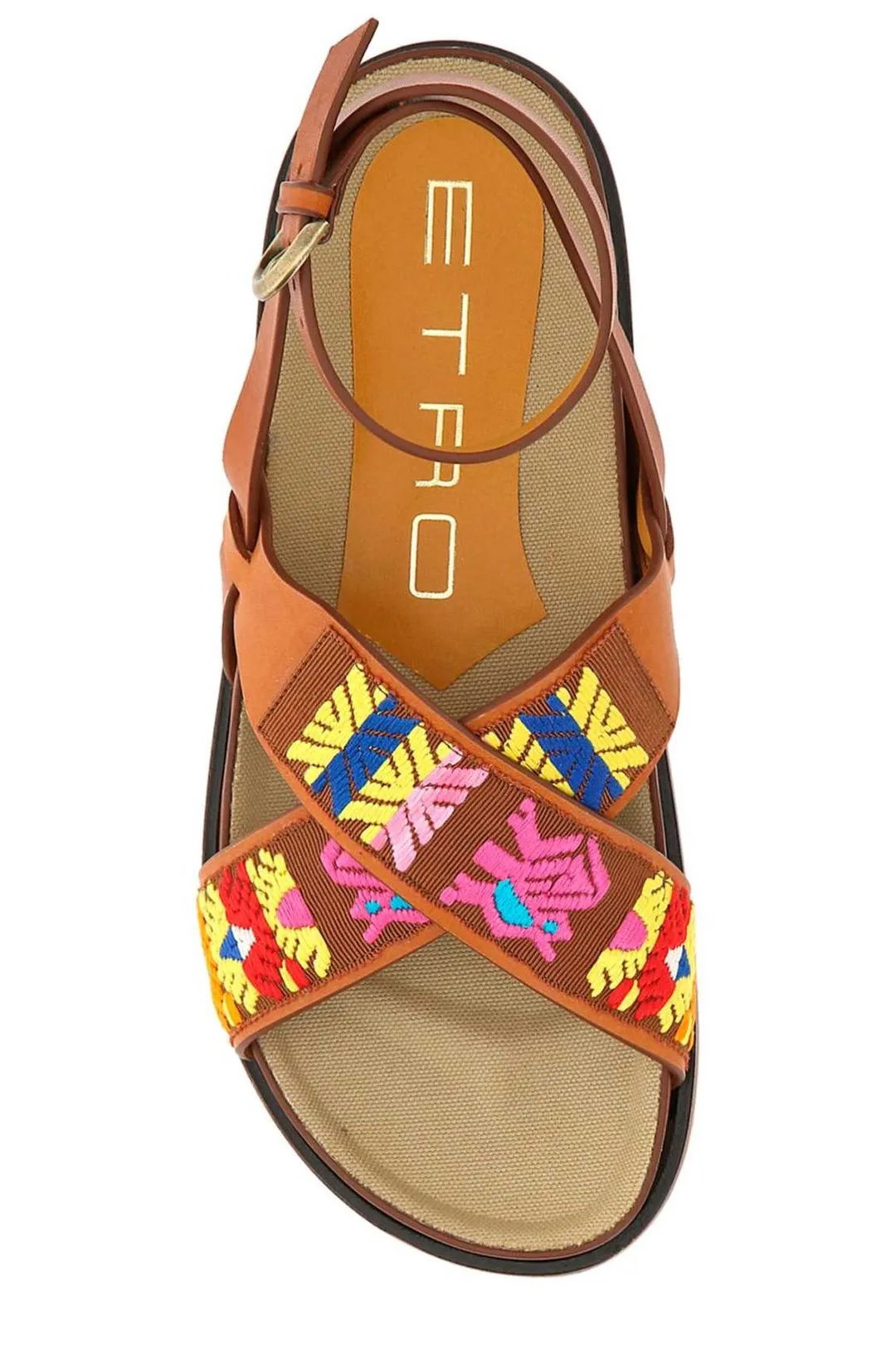 Etro Geometric Embroidered Ankle Strapped Sandals