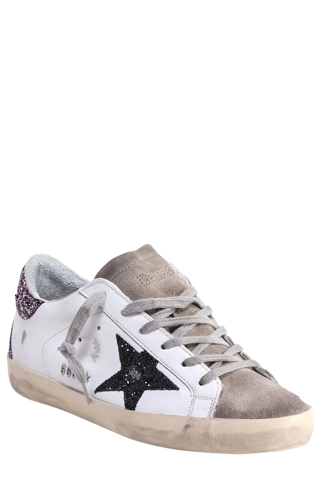 Golden Goose Deluxe Brand Superstar Glitter-Detail Lace-Up Sneakers