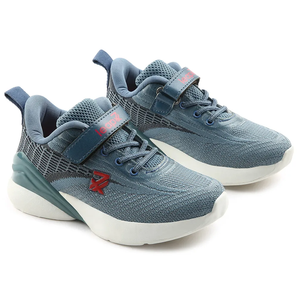 Leap7x Blue Sports Lacing Running Shoes For Kids COVER-02 By Liberty