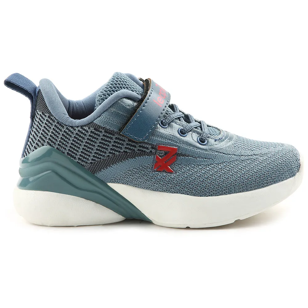 Leap7x Blue Sports Lacing Running Shoes For Kids COVER-02 By Liberty