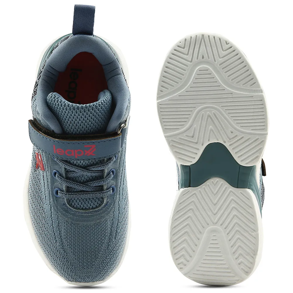 Leap7x Blue Sports Lacing Running Shoes For Kids COVER-02 By Liberty
