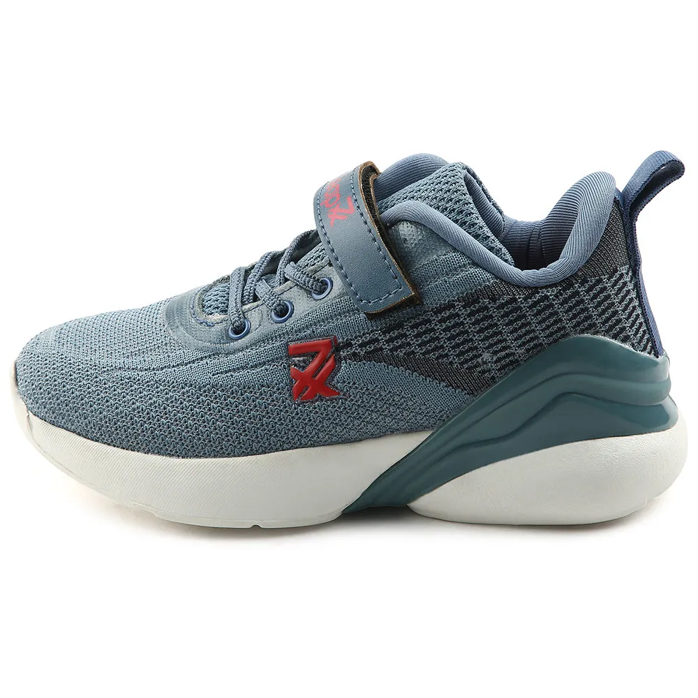 Leap7x Blue Sports Lacing Running Shoes For Kids COVER-02 By Liberty