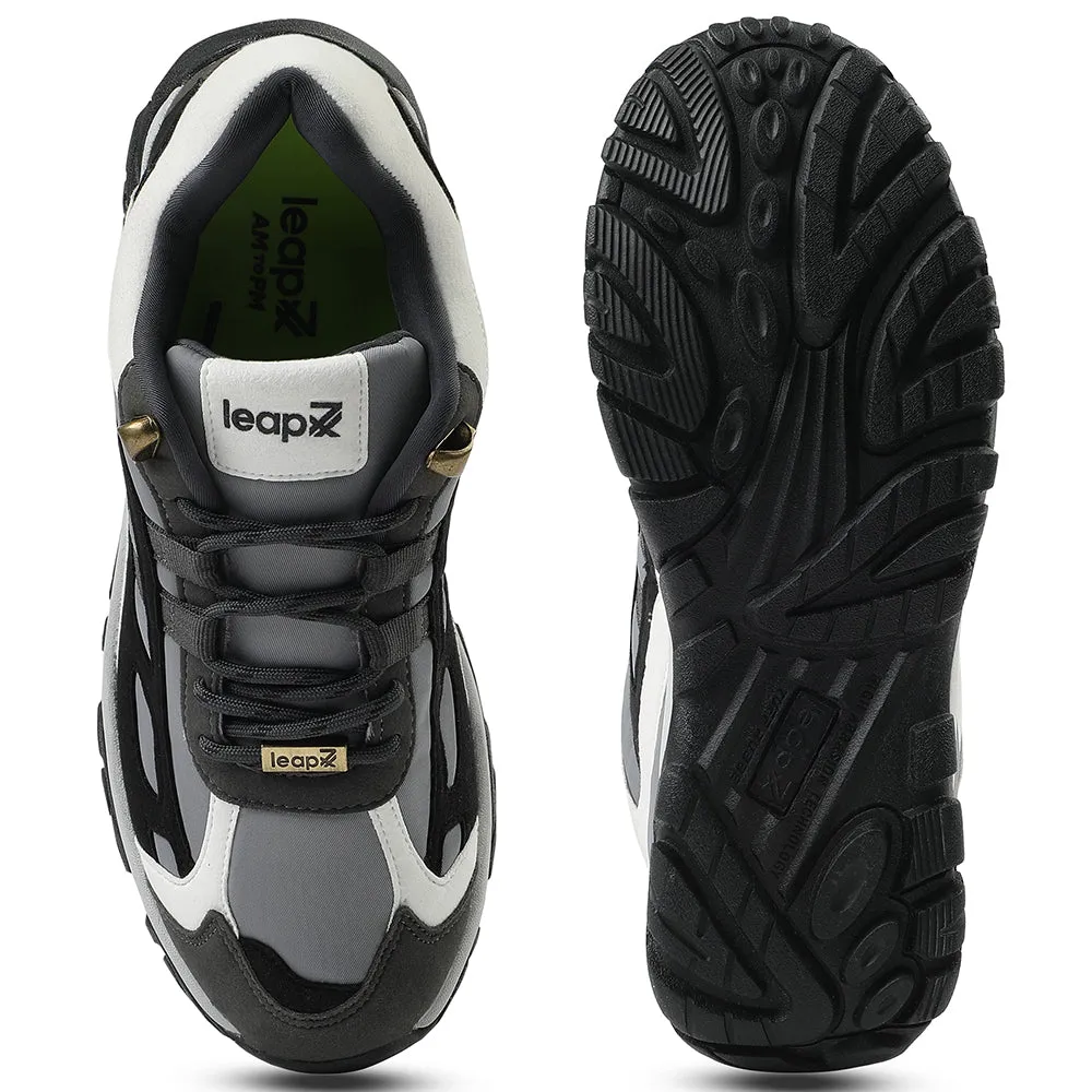 Leap7x Light Grey Sports Lacing Running Shoes For Men EAST-1 By Liberty