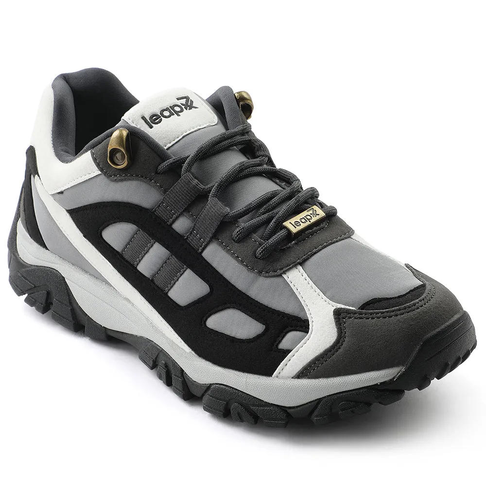 Leap7x Light Grey Sports Lacing Running Shoes For Men EAST-1 By Liberty