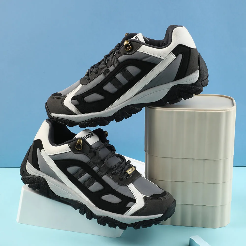 Leap7x Light Grey Sports Lacing Running Shoes For Men EAST-1 By Liberty