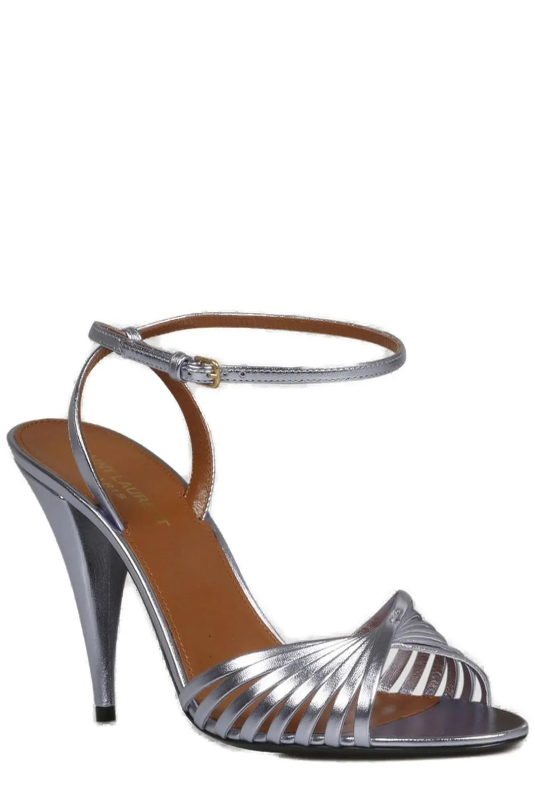 Saint Laurent Metallic Effect Ankle Strap Sandals