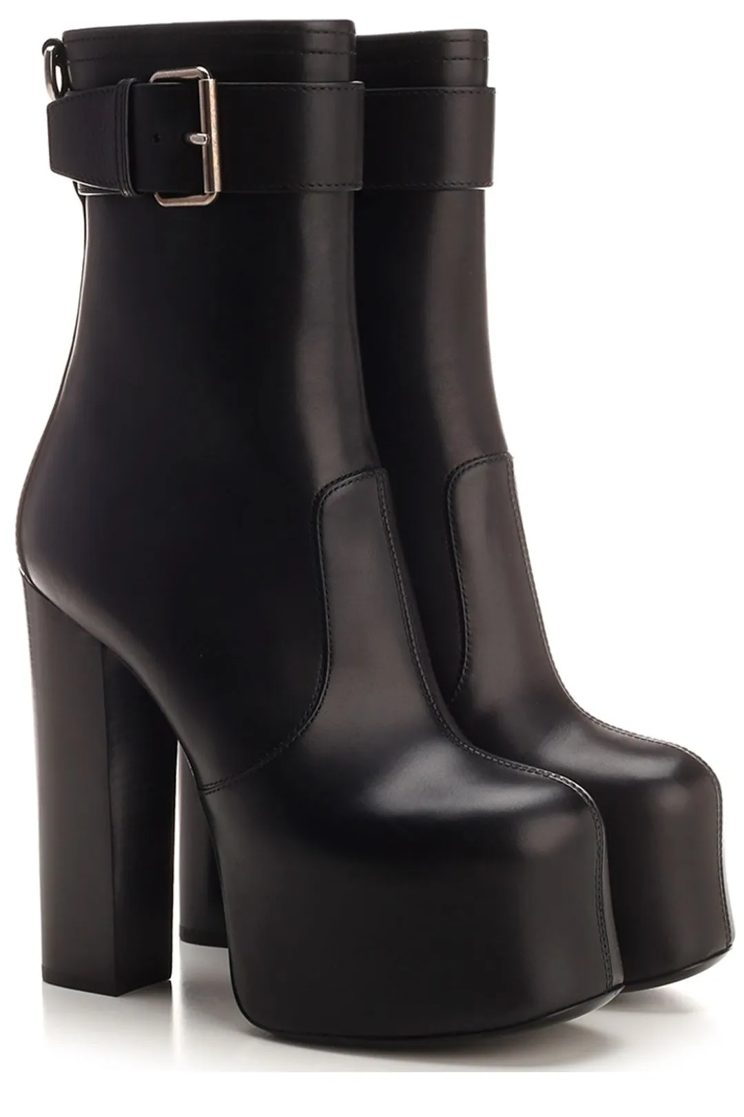 Saint Laurent Mina Round Toe Ankle Boots
