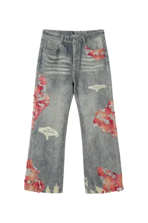 Sunset Cloud Lace Print Jeans